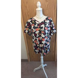 Peanuts Snoopy Good Vibes Hearts Woman's  V Neck Top See Measurements